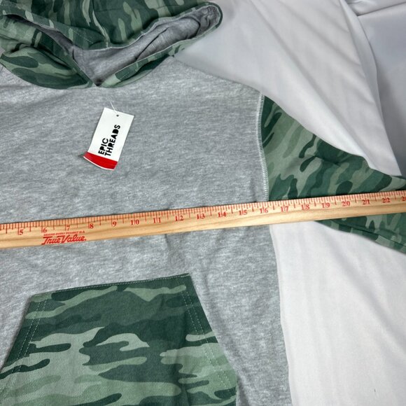 Boys Small Gray Green Camouflage Camo Hoodie Sweatshirt Warm Color-block NWT - Picture 7 of 10